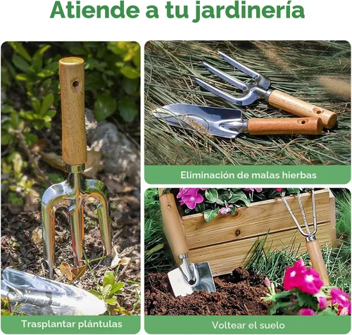 Miniatura 6 de Grenebo Herramientas de jardinería 9 piezas de herramientas de mano de jardín resistentes con herramientas de jardín de moda y duradera, bolsa