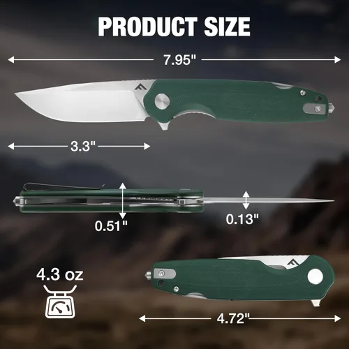 Miniatura 5 de FLISSA Cuchillo de bolsillo multiherramienta, hoja D2 de 3.3 pulgadas con mango G10, cuchillo plegable con bloqueo de revestimiento con rompedor