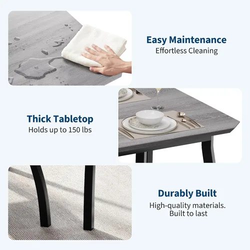 Miniatura 4 de IDEALHOUSE Juego de mesa de comedor para 4 mesas de cocina modernas y sillas con bordes biselados, asientos acolchados, marco de metal compacto que