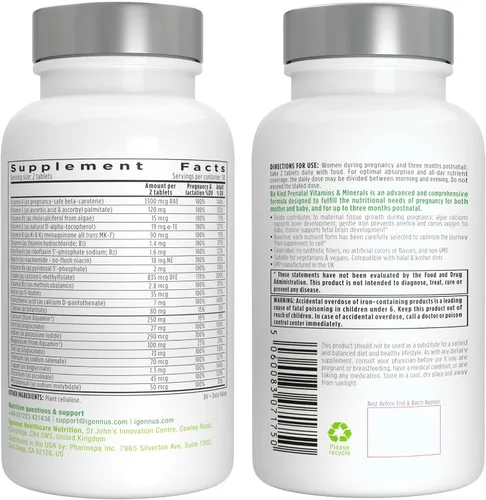 Miniatura 8 de Igennus Multivitamínico prenatal metilado para mujeres, folato para MTHFR, alta absorción, puro y limpio, hierro suave, colina, calcio y magnesio