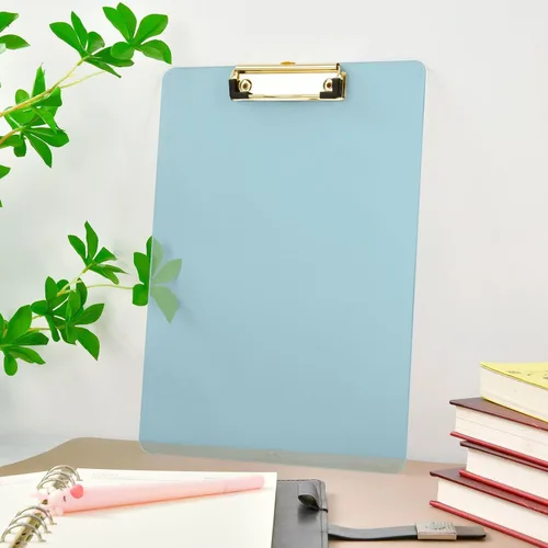 Miniatura 7 de Portapapeles acrílico azul claro tamaño A4 12.5 x 9 pulgadas con clip de perfil bajo para estudiantes, oficina, organizador de documentos, arte
