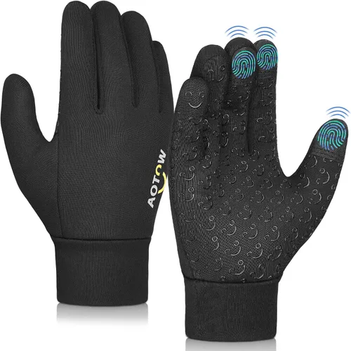 Guantes deportivos cálidos de invierno para niños, clima frío, resistente al agua, para niños de 4 a 12 años, color negro