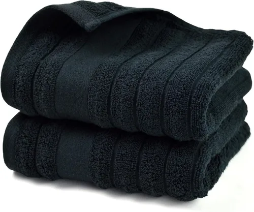 Miniatura 9 de Jacquotha Paquete de 2 toallas de mano de baño (negra) acanaladas, toallas faciales de algodón para habitación de invitados y spa, 13 x 29 pulgadas