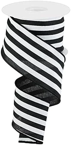 Miniatura 13 de Cinta de borde con alambre de rayas verticales, 10 yardas (negro, blanco, 1.5 pulgadas)