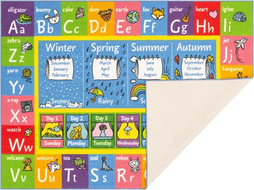 Miniatura 12 de KC Cubs Alfombra de 3x5 pies con Alfabeto ABC, Estaciones, Meses y Días – Tapete de Juego Educativo para Niños, Niños Pequeños, Cuarto del Bebé