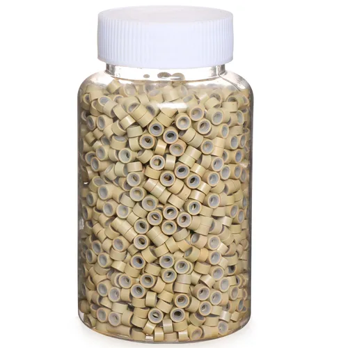 Miniatura 18 de 2500 piezas de cuentas de extensión de 5 mm negras, anillos micro con revestimiento de silicona, microenlaces punta I para extensiones de cabello