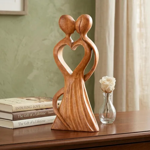 Miniatura 4 de G6 Collection Estatua de escultura abstracta de madera de 12 pulgadas hecha a mano – Love of My Life – Arte de regalo decorativo para decoración