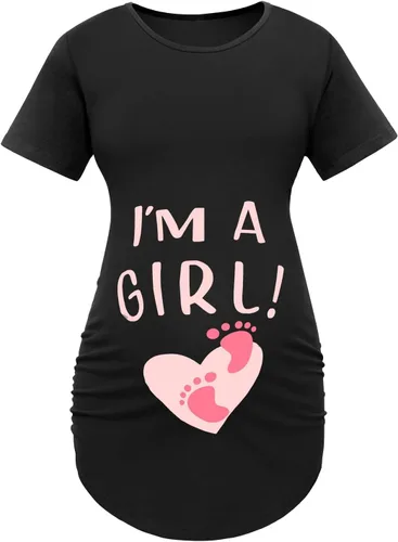 Miniatura 2 de Camisas de maternidad de manga corta para mujer, camisetas de maternidad divertidas para embarazo, con laterales fruncidos, camisa casual