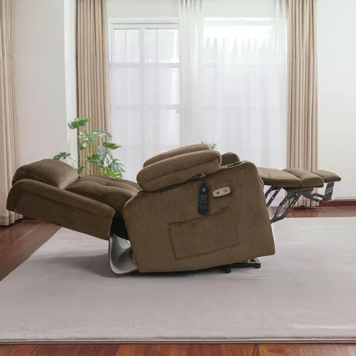 Miniatura 2 de MCombo Sillón reclinable eléctrico de triple motor con masaje y calor, silla reclinable eléctrica para personas mayores, reposacabezas ajustable