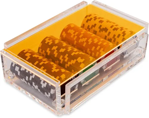Miniatura 8 de La Ficha - Juego de fichas de póquer, 100 fichas resistentes y resistentes, incluye 4 fichas de color para jugar, caja de acrílico hecha a mano