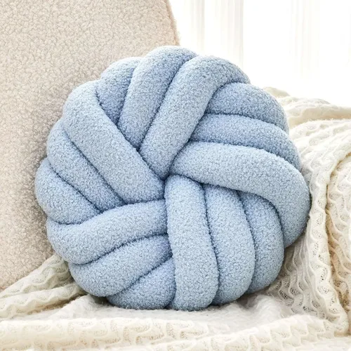 Miniatura 16 de Uvvyui Almohadas de Nudo, Almohadas Decorativas de 14 Pulgadas, Almohadas Redondas, Cojín Suave Hecho a Mano, Almohada de Bola Anudada, Cojín