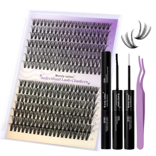 Miniatura 14 de Kit de racimos de pestañas para pestañas de bricolaje: 280 unidades, Wendy, para usar en casa, ultraligeras, naturales, esponjosas, delgadas