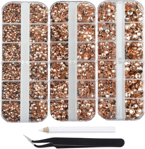 Miniatura 22 de Massive Beads Más de 9500 diamantes de imitación termoadhesivos redondos de vidrio con parte trasera plana para hacer tú mismo con 1 pinza y 1 12