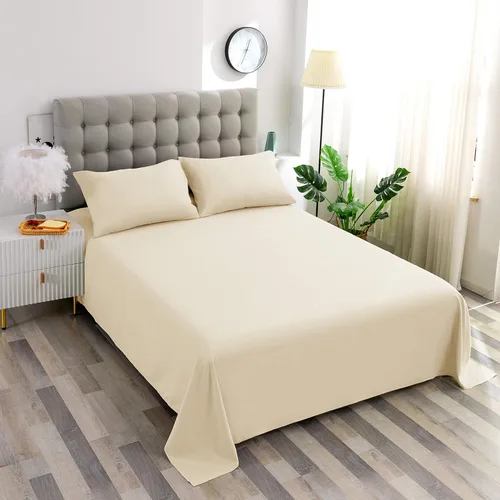 Miniatura 5 de Sfoothome Sábana encimera de tamaño matrimonial – Microfibra cepillada extra suave, lavable a máquina, sin arrugas (beige, matrimonial)