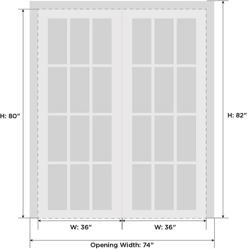 Miniatura 6 de SARTODOORS Lucia 1533 Puertas francesas interiores de doble oscilación con vidrio, madera maciza, accesorios incluidos, 72x80, blanco, moderno