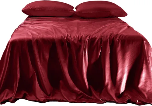 Miniatura 15 de Elegant Comfort Lujoso juego de sábanas de satén sedoso de 4 piezas, agradable para la piel y el cabello, resistente a las arrugas, la decoloración
