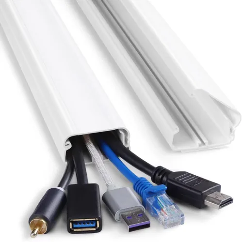 Miniatura 7 de ZhiYo Ocultador de cable de 85 pulgadas para un cable, cubiertas de cable autoadhesivas para cables en la pared, cubiertas de cable de TV pintables