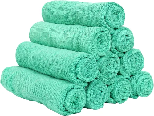 Arkwright - Toalla de gimnasio de microfibra, paquete de 12, supersuaves, de secado rápido, 300 GSM, ligeras y absorbentes, para deportes, Verde