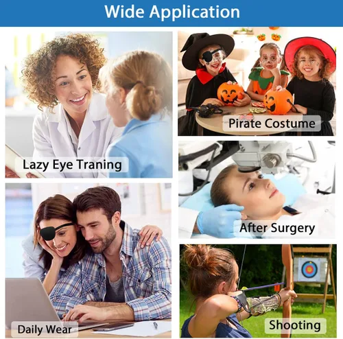 Miniatura 7 de 2 piezas de parches oculares 3D para adultos y niños, parche ocular médico ajustable para ojo derecho o izquierdo, cubierta para un ojo para 1