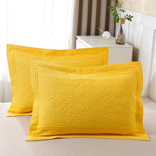Miniatura 24 de WINLIFE Juego de 2 fundas de almohada acolchadas 100% algodón, estampado floral, tamaño King, color verde