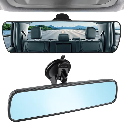 Miniatura 13 de LivTee Espejo retrovisor antirreflejo, universal de 11,3 pulgadas (287 mm), espejo retrovisor panorámico gran angular convexo, clip en el original