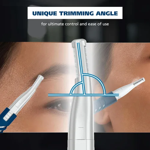 Miniatura 5 de Wahl DualTech® - Recortadora de cejas de doble cara con batería de litio para depilación facial para mujer, con agarre de goma, modelo 3026636