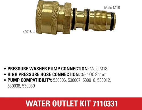 Miniatura 4 de Simpson Cleaning 7110331 - Kit de salida de agua de repuesto para bombas de hidrolavadora AAA, color dorado