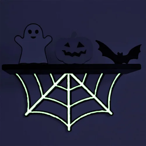 Miniatura 3 de Chatelet Estante flotante de telaraña Estante espeluznante de decoración de Halloween 9 pulgadas de ancho x 5 pulgadas de profundidad Brillan