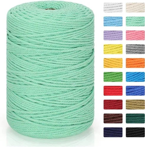 Miniatura 44 de Cordón de macramé de 0.118 in x 328 yardas Cuerda de macramé 100% algodón natural Cuerda de algodón trenzado de 4 hebras para manualidades, Gris