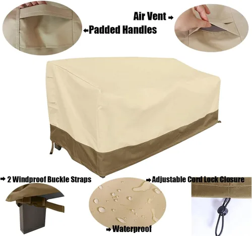 Miniatura 2 de Funda impermeable para muebles de exterior para sofá de 3 plazas, protección para todo tipo de clima, funda impermeable para sofá grande para patio