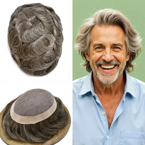 Miniatura 17 de Mens Toupee Hair Piece For Men Fine Mono Men Hair System Toupee For Men Hair Piece Real Human Hair System For Men Protesis Capilar Para Hombre 6x9