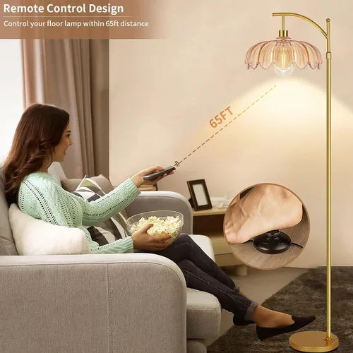 Miniatura 4 de AHDWDW Lámpara de Pie de Arco Dorado para Sala de Estar, Dormitorio, Lámparas de Pie Modernas Ajustables Únicas con Control Remoto, Lámpara de Pie