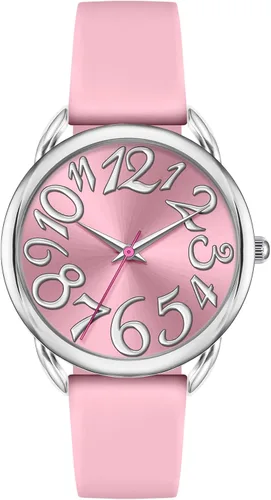 Miniatura 7 de Bisley Reloj para mujer de cara grande, colorido número arábigo, fácil de leer, correa de silicona suave