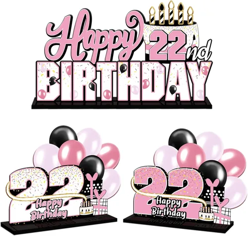 Miniatura 201 de LINGTEER Feliz 10º Cumpleaños Juego de Centros de Mesa de Acrílico Azul para Mesa - Brindemos por Diez Años Decoraciones de Regalo de Fiesta de 10º