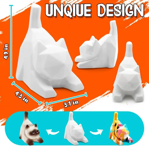 Miniatura 2 de FUNZBO Kit de lámpara para pintar tu propio gato de 4.3 pulgadas, suministros de pintura para niños y adolescentes, juguete de luz nocturna