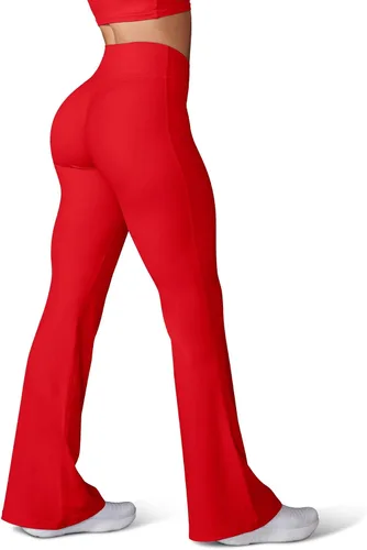 HEGALY Pantalones de yoga acampanados para mujer, leggings cruzados, suaves, de cintura alta, pantalones casuales de entrenamiento con corte de bota
