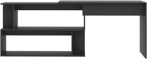Miniatura 5 de Escritorio giratorio de madera aglomerada con compartimentos abiertos, mesa de trabajo, mesa de lectura, escritorio de oficina, mesa auxiliar