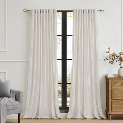 Miniatura 57 de PRIMROSE Cortinas de terciopelo champán de 63 pulgadas de largo para sala de estar, juego de 2 paneles opacos, bolsillo para barra, pestaña trasera