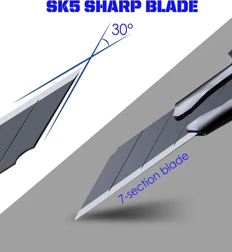 Miniatura 4 de URASISTO Paquete de 6 cuchillos utilitarios retráctiles con hoja de 30 grados a presión bloqueable con bloqueo de tarjeta, cuchillo cortador con 20