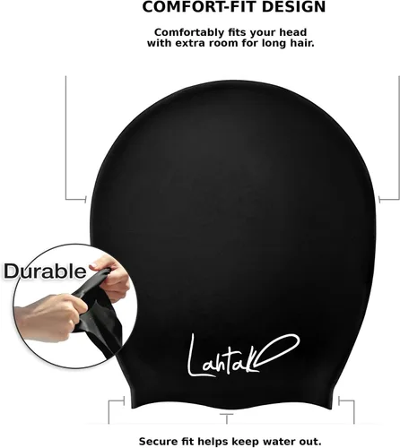 Miniatura 8 de Gorra de natación grande para cabello largo - Gorra de natación impermeable y duradera de silicona para trenzas, rastas, cabello ondulado, peinados
