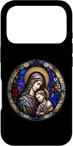Miniatura 29 de Funda para iPhone 11 Religious Blessed Virgin María y Jesús con diseño de vidrieras