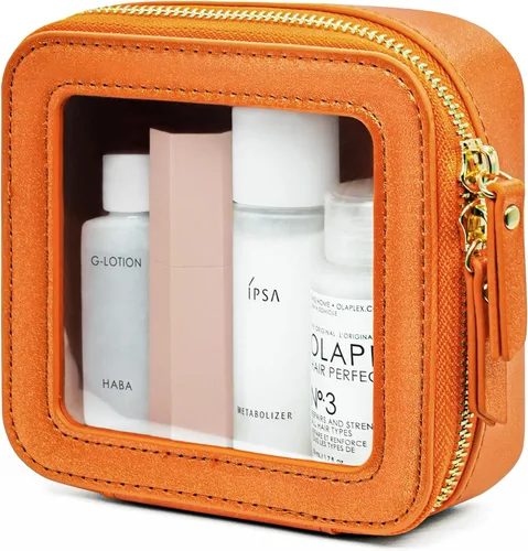 Miniatura 48 de Bolsa de maquillaje transparente Popvibe, estuche de cosméticos de viaje con cremallera, bolsa de aseo transparente con cremallera, organizador Malva