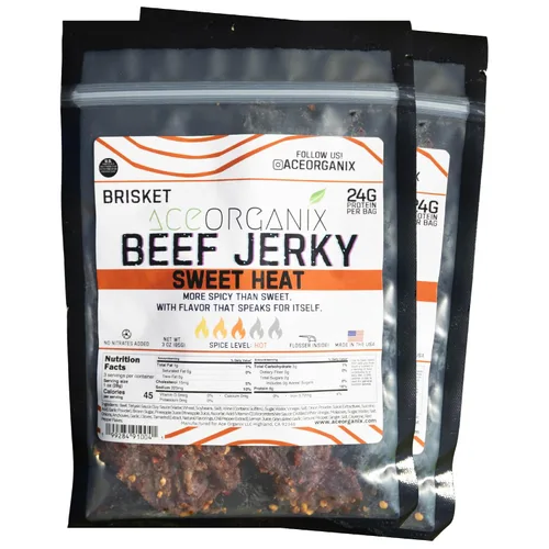 Miniatura 9 de Ace Organix Bocadillo de carne seca prémium de pechuga, varios sabores, fabricado en Estados Unidos (paquete variado de 5 sabores)