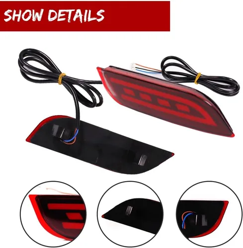Miniatura 4 de Lente roja LED parachoques trasero reflector luz niebla cola lámpara de freno compatible con Subaru 2008-2014 WRX/STI, 08-up Impreza, 13 en adelante