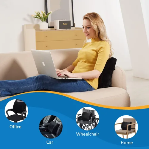 Miniatura 7 de SAIREIDER Almohada cómoda de apoyo lumbar para silla de oficina, almohadas de respaldo de espuma viscoelástica para coche, silla de juegos, silla