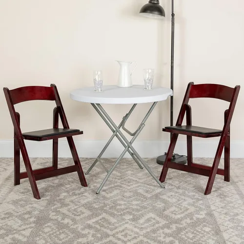 Miniatura 11 de EMMA + OLIVER Paquete de 2 sillas plegables de madera blanca con asiento acolchado de vinilo Blanco