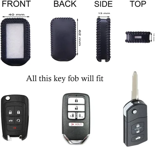 Miniatura 4 de Funda de cuero universal para llavero de coche grande con control remoto para coche roto llavero volver a colocar un mando a distancia roto/llavero