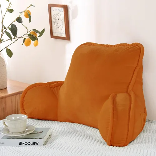 Miniatura 4 de Almohada aterciopelada súper suave para respaldo de lectura, brazos y bolsillos, de 18 pulgadas de alto para sentarse en la cama, sofá, cojín