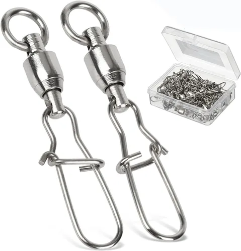 Miniatura 8 de AMYSPORTS Cojinete con Doble Bloqueo para Pesca con Snap, Cojinetes Giratórios de Acero Inoxidable para Cañas de Pesca, Cojinetes con Punta