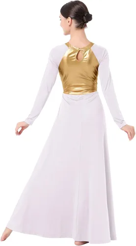 Miniatura 4 de ODASDO Vestidos de baile de alabanza para mujer, disfraz de danza lírica, vestido de iglesia de adoración litúrgica, dobladillo asimétrico, vestido